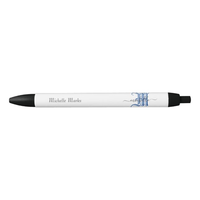 Stylo Noir monogramme nom commercial personnalisé initial ble (Devant)