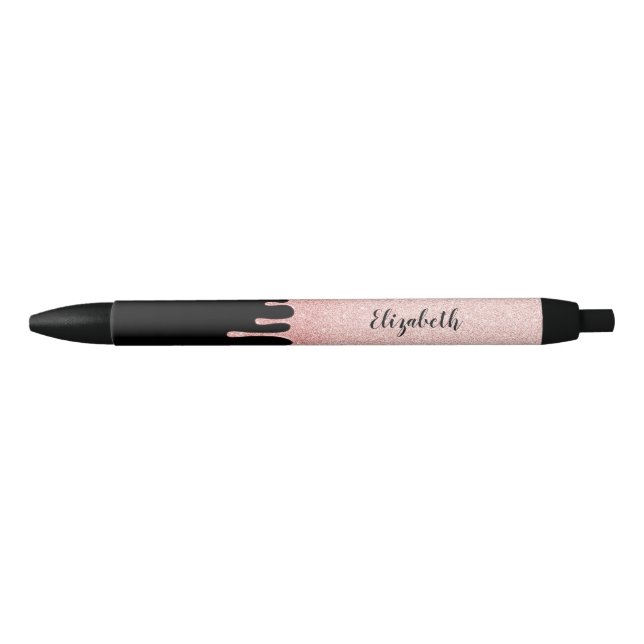 Stylo Noir Monogramme Nom Fille parties scintillant de séchag (Devant)