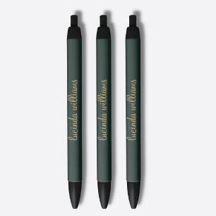 Stylo Noir Monogramme Or Luxe de charbon de bois moderne