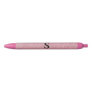 Stylo Noir Monogramme or Rose mignon