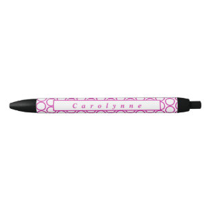 Stylo Noir Monogramme personnalisé Motif circulaire géométriq