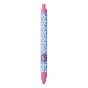Stylo Noir Monogramme Personnalisé N1 de Chouette Bleue et Li