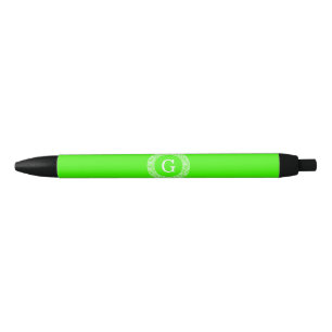 Stylo Noir Monogramme principal grec d'initiale de cadre de