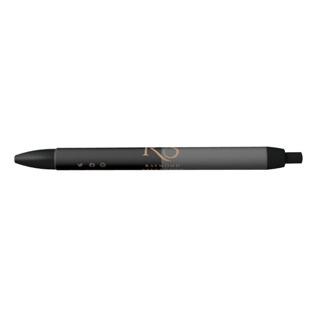 Stylo Noir Monogramme professionnel Premium Black Chic Gold (Devant)