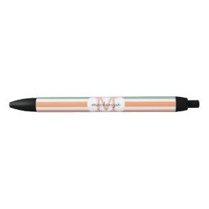 Stylo Noir Monogramme Retro Grandes Colorées Personnalisées