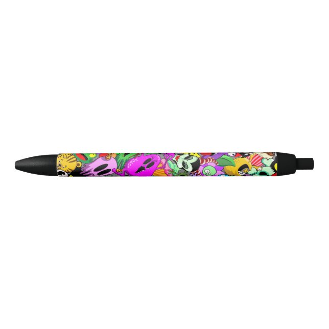 Stylo Noir Monstres caractères mignons Motif d'Halloween (Devant)
