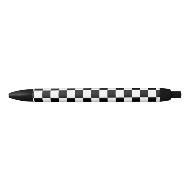 Stylo Noir Motif À damiers noir et blanc (Devant)