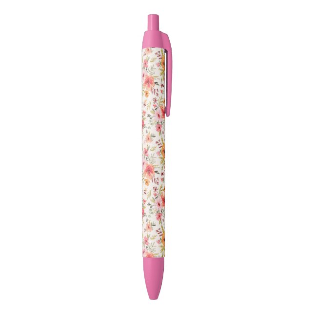 Stylo Noir Motif à fleurs Orange Doodle Garden (Bas (Vertical))