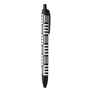 Stylo Noir Motif à rayures noir et blanc