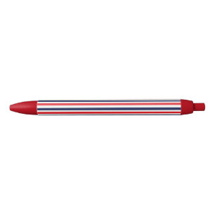 Stylo Noir Motif à rayures rouge, bleu et blanc