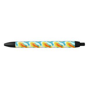 Stylo Noir Motif Abstrait Ondulé Coloré