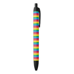 Stylo Noir Motif arc-en-ciel simple