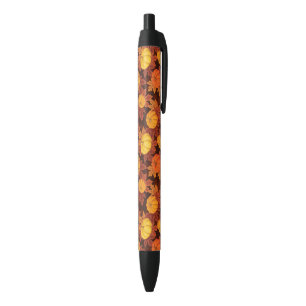 Stylo Noir Motif avec citrouille et érable d'automne