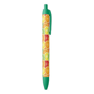Stylo Noir Motif avec des agrumes
