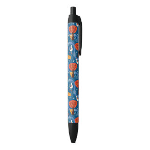 Stylo Noir motif avec les chats et les oiseaux mignons