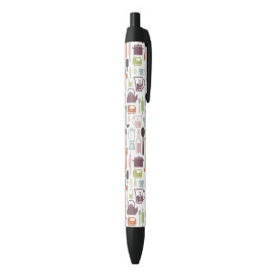 Stylo Noir Motif avec les icônes colorées de cuisine