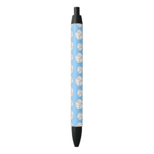 Stylo Noir Motif bleu en pastel de volleyball