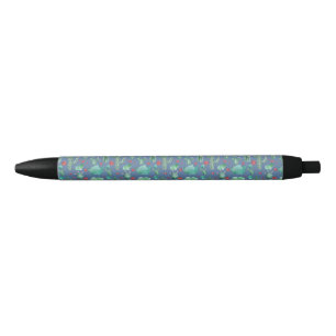Stylo Noir motif cactus et ladybug - arrière - plan bleu