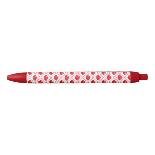 Stylo Noir Motif canadien de feuille d'érable rouge et blanc 