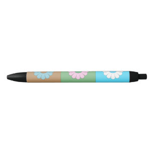 Stylo Noir Motif carré floral