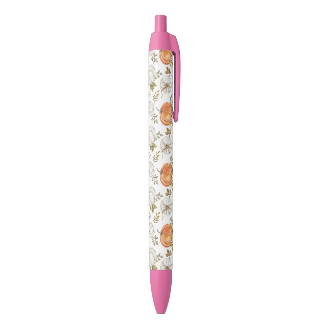 Stylo Noir Motif Citrouille d'aquarelle d'automne (Bas (Vertical))