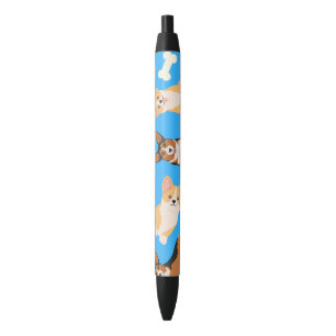 Stylo Noir Motif Cute Corgi