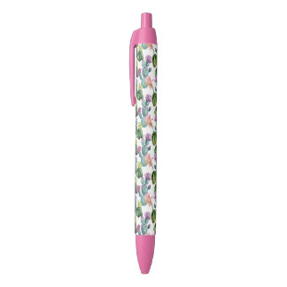 Stylo Noir Motif d'art de cactus d'aquarelle