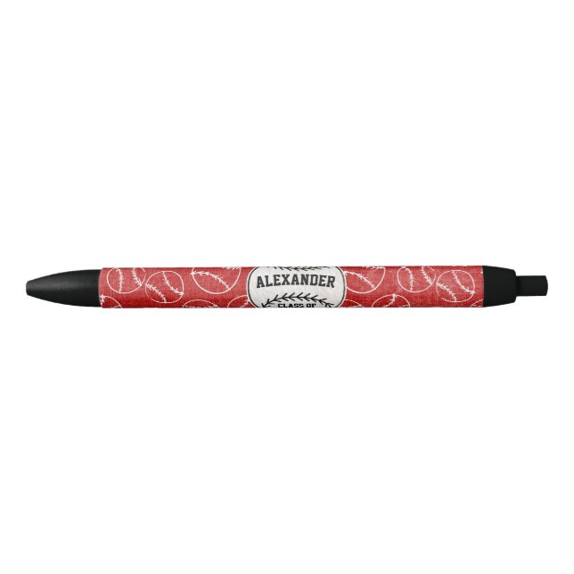 Stylo Noir Motif de baseball Red Grunge (Devant)