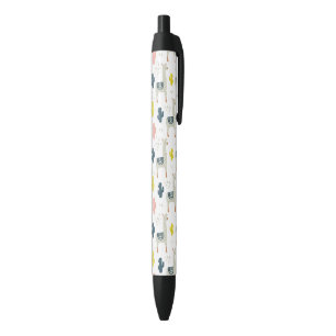 Stylo Noir Motif de cactus et de lamas