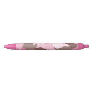 Stylo Noir Motif de Camouflage de fillette rose