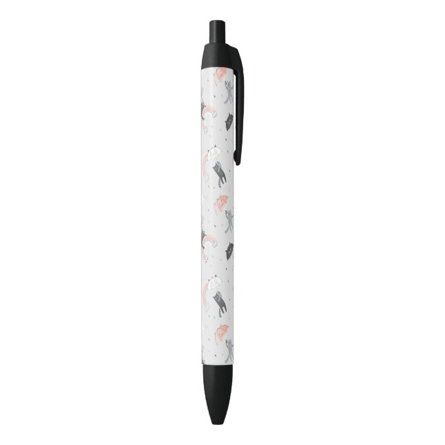 Stylo Noir Motif de chats à plume (Bas (Vertical))