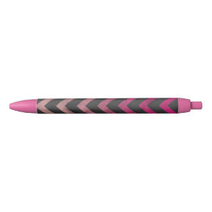 Stylo Noir Motif de chevron gris foncé rose magenta