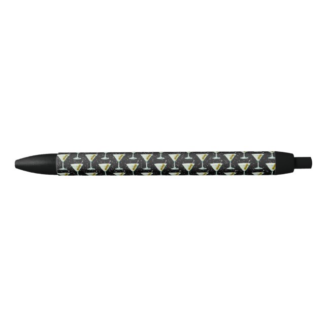 Stylo Noir Motif de cocktails Martini (Devant)