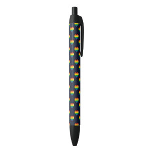 Stylo Noir Motif de coeur Rainbow 8 Bit