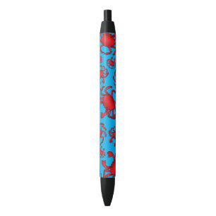Stylo Noir Motif de crabe bleu de ciel