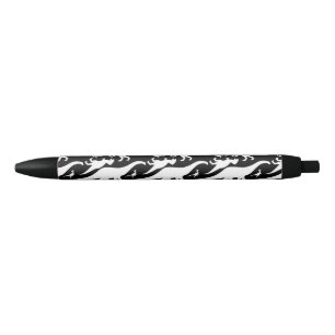 Stylo Noir Motif de dinosaures noir et blanc