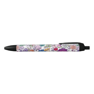 Stylo Noir motif de fleur de Bohème