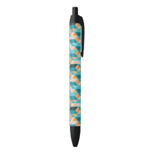 Stylo Noir Motif De Formes Turquoises Et Oranges