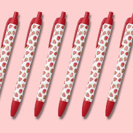 Stylo Noir Motif de fraises