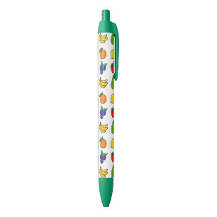 Stylo Noir Motif de fruits mélangés colorés