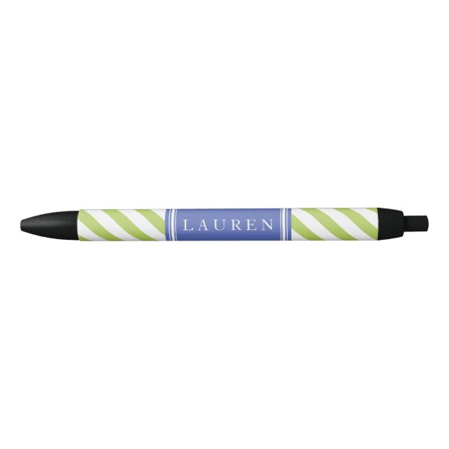 Stylo Noir Motif de Grandes Vertes et Bleues (Devant)