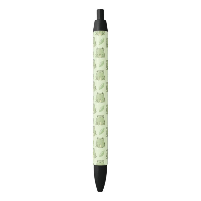 Stylo Noir Motif de grenouille et feuille (devant Vertical)