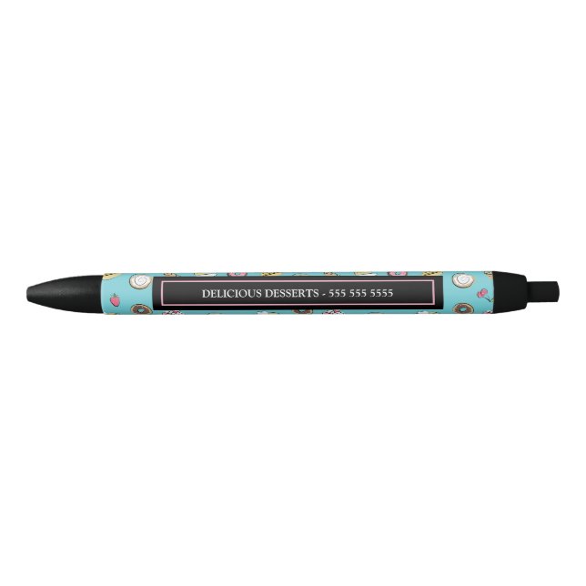 Stylo Noir Motif de griffonnages de dessert (Devant)