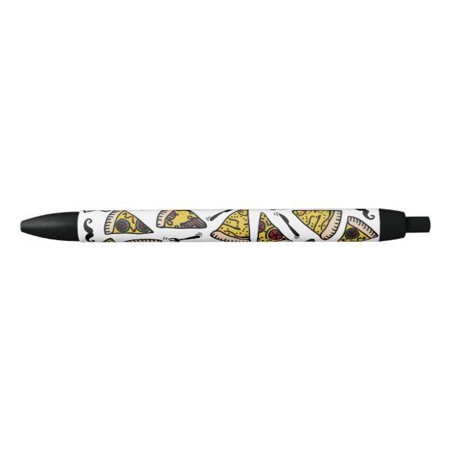 Stylo Noir Motif de la Pizza Party (Devant)