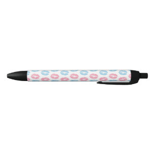Stylo Noir Motif de lèvres bleues et roses, Lipstick, Baiser