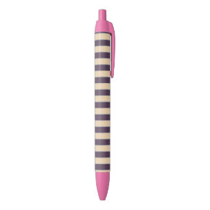 Stylo Noir Motif de lignes violettes et roses rousses