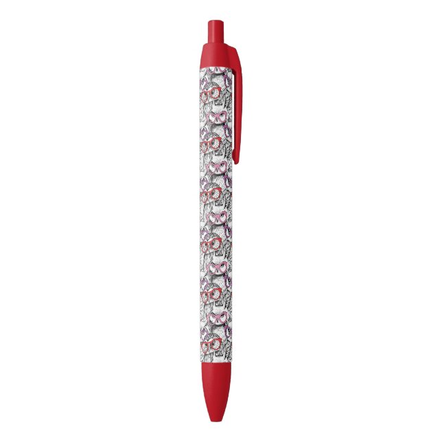 Stylo Noir Motif de lunettes de hibou (Bas (Vertical))
