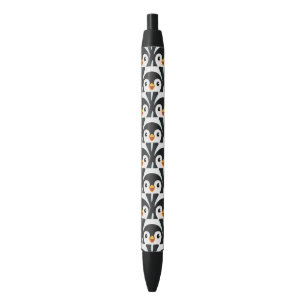 Stylo Noir Motif de manchot moderne noir et blanc
