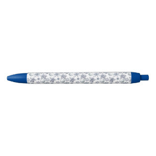 Stylo Noir Motif de Noël d'argent blanc