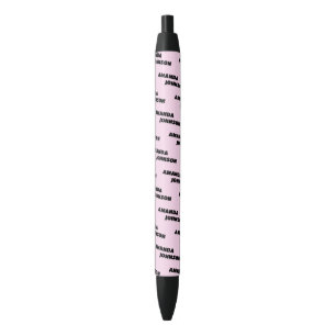 Stylo Noir Motif de nom de script de monogramme rose noir ten